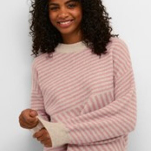 NWT Kaffe  Women's Cowl Neck Sweater - Burgundy and Beige size medium - Picture 3 of 12